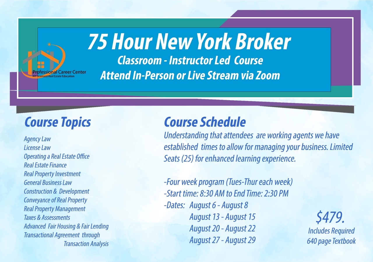 New York 75 Hour Real Estate Broker Licensing Course