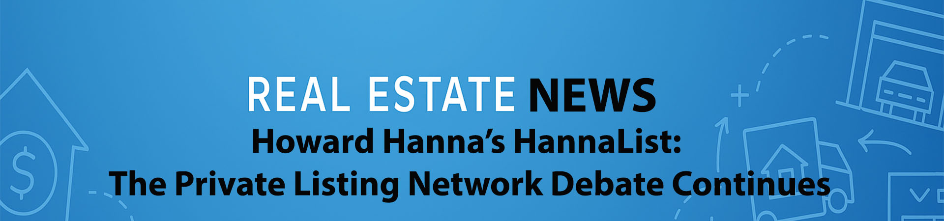 Howard Hanna private listing network concept showing digital real estate platform with homes, sale sign, and property marketing icons.