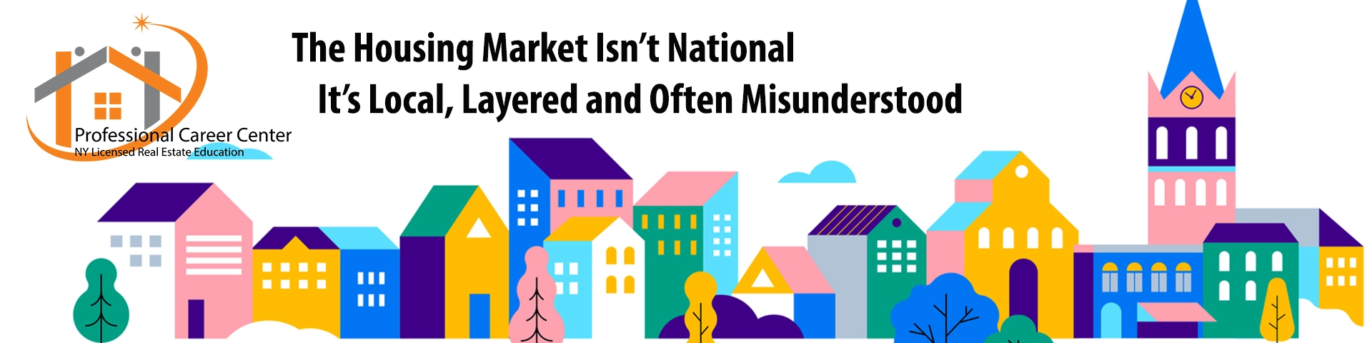 Local housing market vs national trends illustration showing layered real estate markets