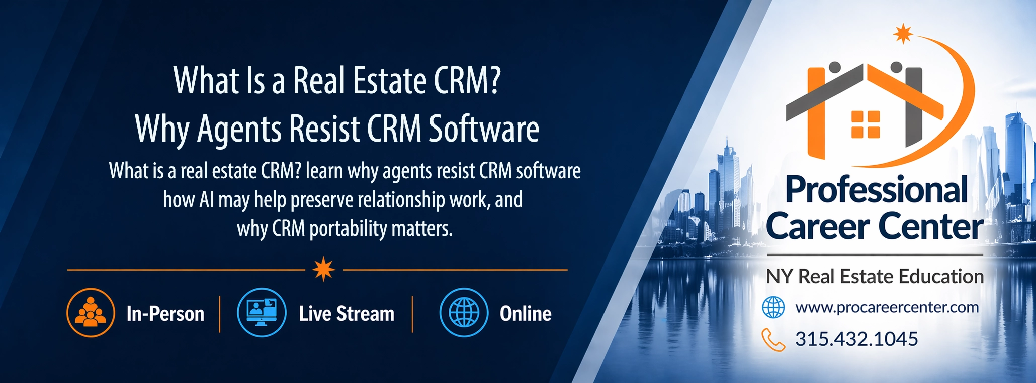 Real estate CRM article header explaining why agents resist CRM software and how AI may help maintain client relationships